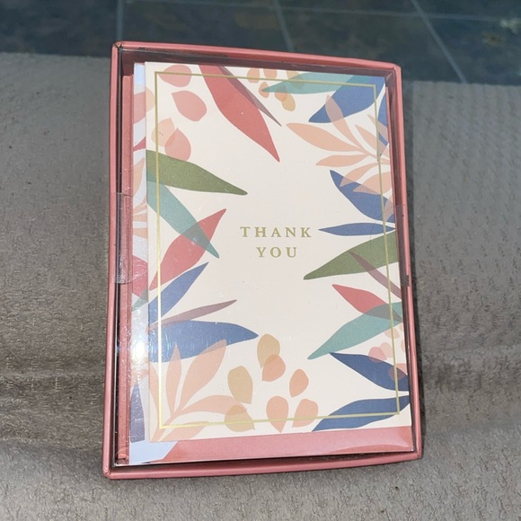 New Lady Jayne Thank You Boxed Cards 3-1/2" x 5" Layered Leaves Pk Of 12 Cards - Picture 2 of 3